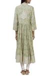 Shop_Aditi Beriwala_Green Organic Cotton Band Collar Anarkali_at_Aza_Fashions