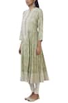Buy_Aditi Beriwala_Green Organic Cotton Band Collar Anarkali_Online_at_Aza_Fashions