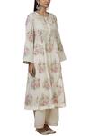 Aditi Beriwala_White Organic Cotton Round Printed Kurta _Online_at_Aza_Fashions