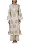 Shop_Aditi Beriwala_White Organic Cotton Round Printed Kurta _Online_at_Aza_Fashions
