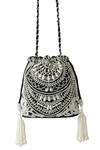 Buy_Adora By Ankita_Black Embroidered Embellished Potli Bag _at_Aza_Fashions
