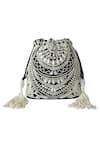 Shop_Adora By Ankita_Black Embroidered Embellished Potli Bag _at_Aza_Fashions