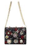 Buy_Adora By Ankita_Black Embroidered Floral And Geometric Bead Work Clutch _at_Aza_Fashions