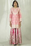 Heena Kochhar_Pink Chanderi Kurta Sharara Set_Online_at_Aza_Fashions