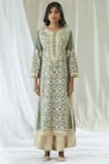 Heena Kochhar_Green Chanderi Kurta Palazzo Set_Online_at_Aza_Fashions