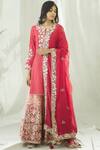 Buy_Heena Kochhar_Red Banarasi Chanderi Kurta Sharara Set_at_Aza_Fashions