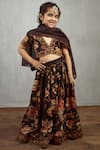 Buy_Torani_Black Chanderi, Cotton Embroidery Printed Lehenga Set _at_Aza_Fashions