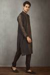 Torani_Black Chanderi Kurta_Online_at_Aza_Fashions