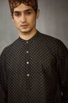 Shop_Torani_Black Chanderi Block Print Kurta_Online_at_Aza_Fashions