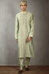 Buy_Torani_Green Cotton Silk Chanderi Kurta Set_at_Aza_Fashions