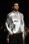 Shop_Manoviraj Khosla_Silver Leather Embellished Jacket_at_Aza_Fashions