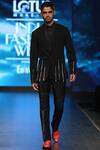 Buy_Manoviraj Khosla_Black Cotton Blend Embellished Single Breasted Blazer_at_Aza_Fashions