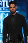 Manoviraj Khosla_Black Cotton Blend Embellished Single Breasted Blazer_Online_at_Aza_Fashions