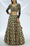 Buy_Astha Narang_Cream Raw Silk Leaf Neck Embellished Lehenga Set  _at_Aza_Fashions