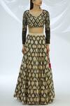 Astha Narang_Cream Raw Silk Leaf Neck Embellished Lehenga Set  _Online_at_Aza_Fashions