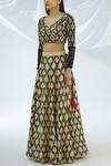 Buy_Astha Narang_Cream Raw Silk Leaf Neck Embellished Lehenga Set  _Online_at_Aza_Fashions