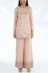 Buy_Astha Narang_Pink Cotton, Chanderi Silk Round Kurta Palazzo Set _Online_at_Aza_Fashions