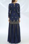 Astha Narang_Blue Silk, Organza Round Kurta Gharara Set _Online_at_Aza_Fashions
