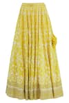 Shop_Astha Narang_Yellow Net, Crepe Leaf Neck Embroidered Lehenga Set _Online_at_Aza_Fashions