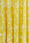 Astha Narang_Yellow Net, Crepe Leaf Neck Embroidered Lehenga Set _at_Aza_Fashions