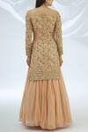 Shop_Astha Narang_Peach Net, Georgette Embroidered Kurta Lehenga Set _at_Aza_Fashions