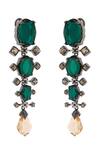 Confluence_Silver Plated Swarovski Crystals Tarun Tahiliani Long Earrings_Online_at_Aza_Fashions