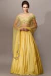 Buy_Mani Bhatia_Yellow Cotton Silk Embellished Lehenga Skirt _at_Aza_Fashions