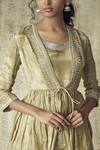 Buy_Himani & Anjali Shah_Gold Tissue Embroidered Peplum Jacket Pant Set_Online_at_Aza_Fashions