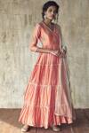 Himani & Anjali Shah_Coral Chanderi Silk Anarkali With Dupatta_Online_at_Aza_Fashions