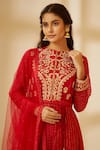 Buy_Shyam Narayan Prasad_Red Silk Round Embroidered Anarkali Set _Online_at_Aza_Fashions