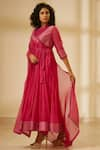 Shyam Narayan Prasad_Pink Chanderi Anarkali Set_Online_at_Aza_Fashions