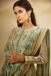 Buy_Shyam Narayan Prasad_Green Silk, Georgette Round Anarkali Set _Online_at_Aza_Fashions