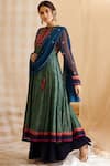 Buy_Shyam Narayan Prasad_Blue Silk Round Chanderi Printed Anarkali Set _Online_at_Aza_Fashions