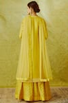 Shop_Shyam Narayan Prasad_Yellow Chanderi Round Kurta Lehenga Set _at_Aza_Fashions