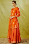 Shyam Narayan Prasad_Orange Silk Kurta Lehenga Set _Online_at_Aza_Fashions