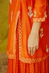 Shop_Shyam Narayan Prasad_Orange Silk Kurta Lehenga Set _Online_at_Aza_Fashions