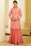 Buy_Shyam Narayan Prasad_Coral Silk Kurta Lehenga Set _at_Aza_Fashions