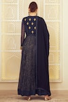 Shop_Shyam Narayan Prasad_Blue Silk Round Chanderi Jacquard Anarkali Set _at_Aza_Fashions