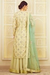 Shop_Shyam Narayan Prasad_Green Chanderi Round Kurta Lehenga Set _at_Aza_Fashions