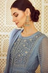 Shop_Shyam Narayan Prasad_Blue Silk Round Chanderi Jacquard Anarkali Set _Online_at_Aza_Fashions