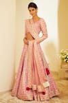Buy_Shyam Narayan Prasad_Pink Raw Silk Round Lehenga Set _Online_at_Aza_Fashions
