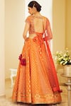 Shop_Shyam Narayan Prasad_Orange Silk Jaquard Round Chanderi Lehenga Set _at_Aza_Fashions