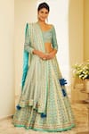 Buy_Shyam Narayan Prasad_Blue Raw Silk Round Lehenga Set _at_Aza_Fashions
