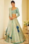 Shyam Narayan Prasad_Blue Raw Silk Round Lehenga Set _Online_at_Aza_Fashions