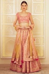 Buy_Shyam Narayan Prasad_Pink Raw Silk Round Lehenga Set _at_Aza_Fashions