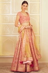 Shyam Narayan Prasad_Pink Raw Silk Round Lehenga Set _Online_at_Aza_Fashions