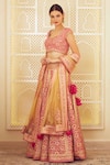 Buy_Shyam Narayan Prasad_Pink Raw Silk Round Lehenga Set _Online_at_Aza_Fashions