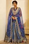 Buy_Shyam Narayan Prasad_Blue Silk Jaquard Round Chanderi Lehenga Set _at_Aza_Fashions