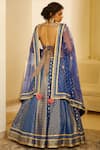 Shop_Shyam Narayan Prasad_Blue Silk Jaquard Round Chanderi Lehenga Set _at_Aza_Fashions