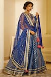 Shyam Narayan Prasad_Blue Silk Jaquard Round Chanderi Lehenga Set _Online_at_Aza_Fashions